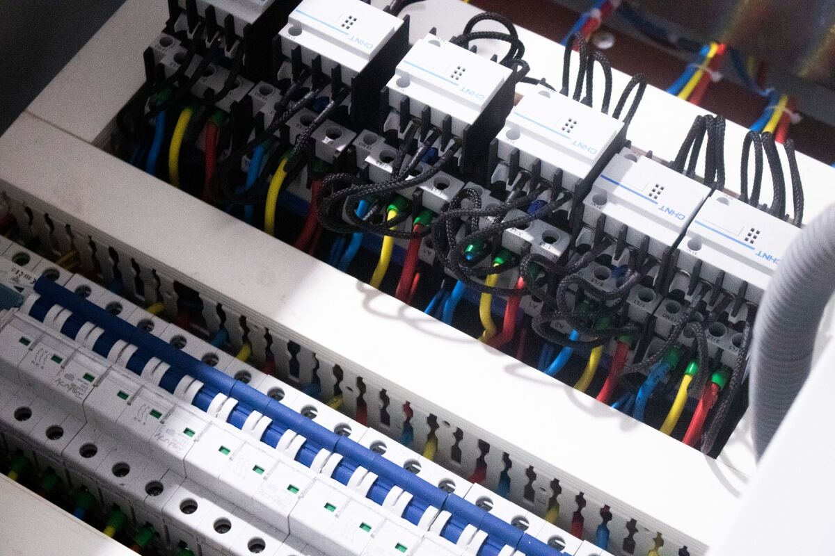Wiring terminated inside an electrical junction box