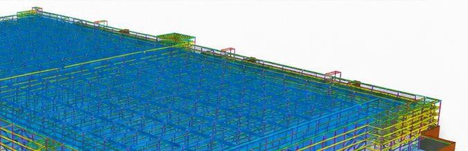 Multi-level floor framing model of the 11,000-ton Amazon PVD2 steel package